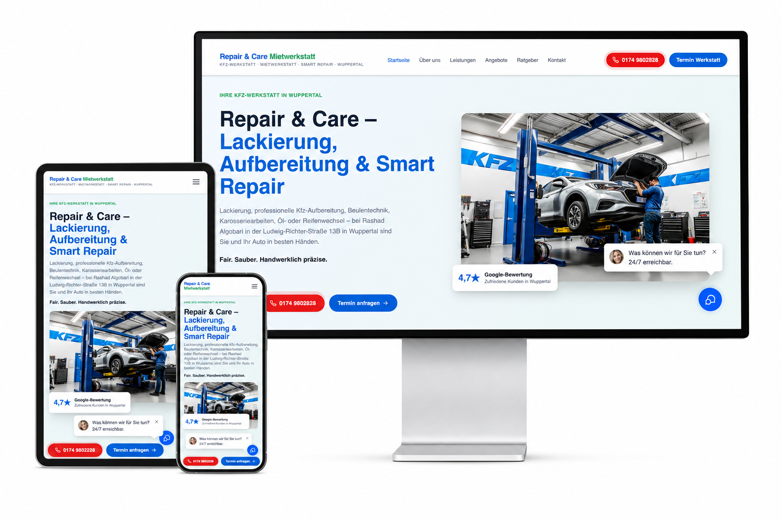 Repair & Care Wuppertal – neue Website nachher